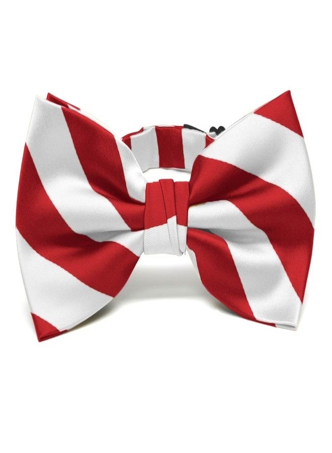 tiemart ربطة عنق مخططة من تيمارت (أحمر وأبيض) - Image 1